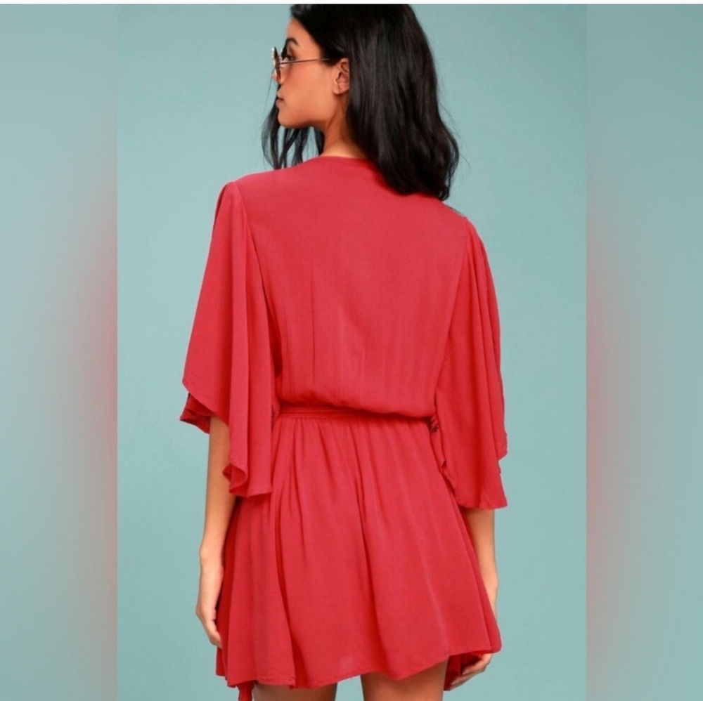 Free PEOPLE CORA CORAL RED DRESS - Picture 3 of 7